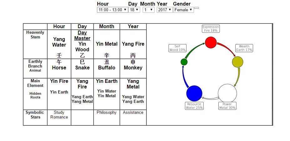 BaZi Chart